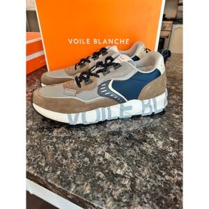 Voile Blanche Club 01 Suede Fabric Sneakers‎ Taupe Navy Mens EU 46 12.5 shoes